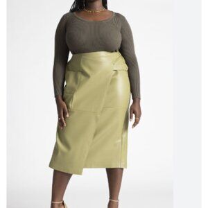 Eloquii Green Pleather Pencil Skirt, Size 18